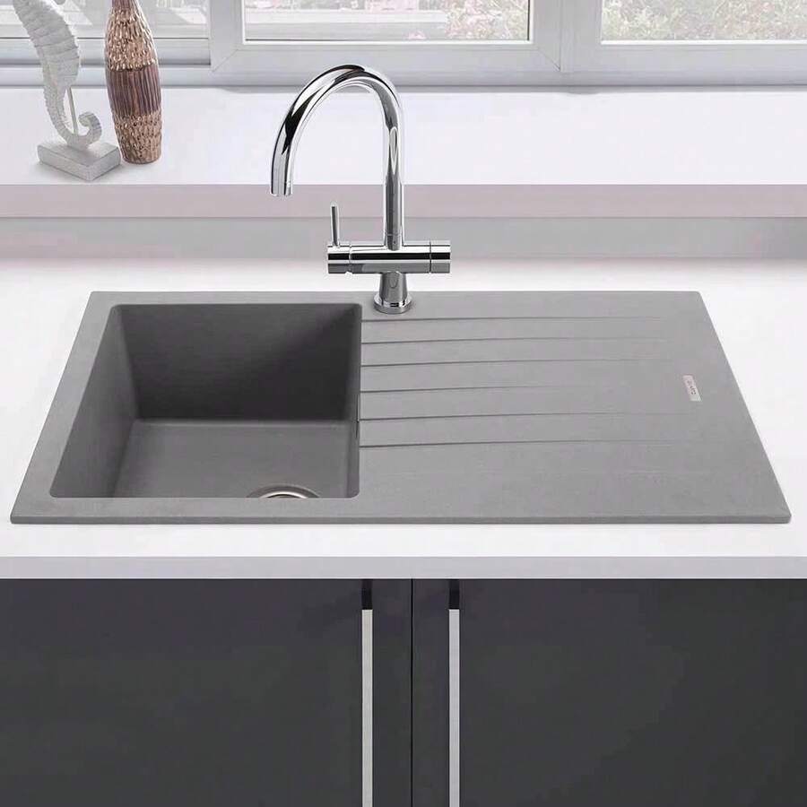 Cookology PISA/GR Pisa Composite Granite Kitchen Sink And Drainer - Grey - 彩色 - 查看 1