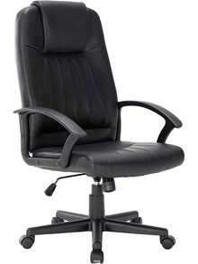 Silla Ejecutiva para Oficina y Áreas de Trabajo Ejecutivas Silla para Escritorio de Vinipiel con Respaldo Alto y Asiento Acolchonado Modelo Alfa - Negro - Ver 1