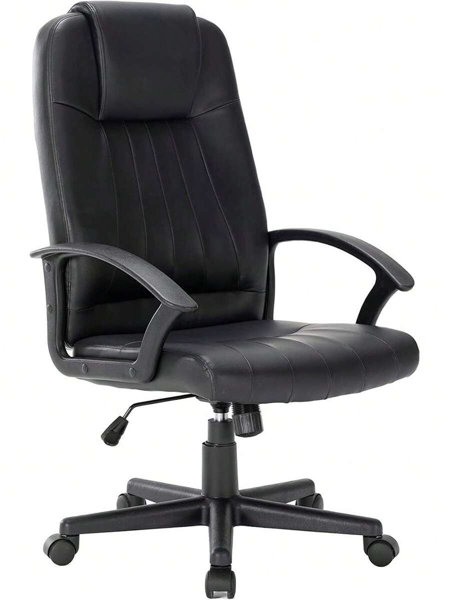 Silla Ejecutiva para Oficina y Áreas de Trabajo Ejecutivas Silla para Escritorio de Vinipiel con Respaldo Alto y Asiento Acolchonado Modelo Alfa - Negro - Ver 1
