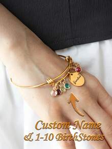 Personalized Birthstone Bracelet, Birthstone Jewelry Birthday Gift For Grandma, Custom Bracelet - Multicolor - View 3