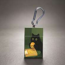 1pc Cat Funny Print Portable Ashtray With Pull-Up Design, Cat Reminder Pattern, Ashtray Gift - One Size Fits All - View 9