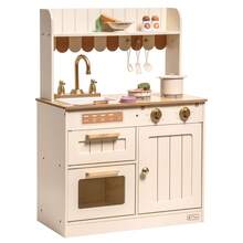 Robud Large Wooden Play Kitchen For Toddlers 3+ - Realistic Cooking Set With Vintage Design, Interactive Sink, Oven, Burners And Storage - Baby Pink - View 10