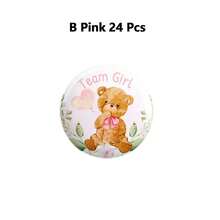 12/24 Pcs Bear Gender Reveal Pins Funny Baby Shower Team Gender Reveal Decorations Blue And Pink Team Button Pins For Birthday Party Supplies - Multicolor - View 9