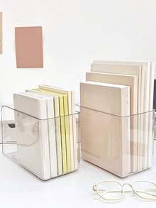Madebyblanc Soporte De Libro Acrílico Transparente, Divisor De Almacenamiento De Archivo De Libro De Escritorio, Soporte De Estante Para Escritorio Estudiantil Y Organizador De Oficina - transparente - Ver 9