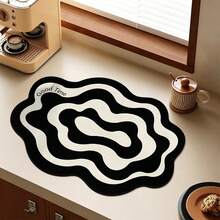 [New Thickened]Kitchen Dish Drying Mat, Dining Table Mat, Absorbent Countertop Mat, Dish Drying Mat, Bowl And Plate Drying Mat, Thickness 3.6mm - Black Ripples - View 3