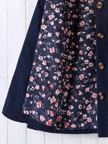 Girls Casual Daily Hooded Regular Shoulder Long Sleeve Loose Mid-Length Solid Color Overcoat - Blue - View 8
