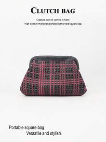 Women's Handheld Makeup Bag, Geometric Striped Crochet Cosmetic Storage Pouch, Travel/Shopping Use, Perfect Match For Vacation Outfits - Multicolor - View 2