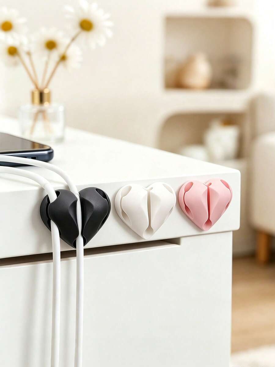 3pcs/10pcs Solid Color Anti-Entanglement Cable Organizer, Suitable For Organizing And Storing Data Cables, Charging Cables, And Headphone Cables, Ideal For Use On Desktops, Bedside Tables, And In Offices - Multicolor - View 1