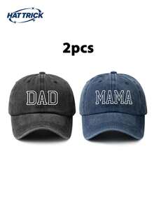 2顶镂空DAD+MAMA印花复古水洗棒球帽，宽松版型，尺码可调节，时尚男士老爹帽，适合日常通勤、街头、户外、海滩、徒步、卡车司机、夏季、假日、节日、旅行等场合。 - D - 查看 13