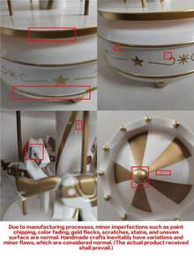 1 Carousel Music Box, Wind-Up Mechanism, Cake Shape, Gift - White - View 6