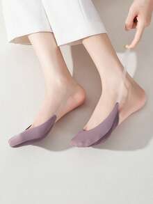 chuanwa（2） 1/5/10 Pairs Women Invisible Summer Silicone Non-Slip For Ultra Thin Half-Palm Suspender Invisible Hollow Sling Boat Socks - Multicolor - View 5