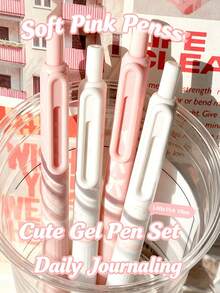 4pcs Wing Light Blue Bow Retractable Neutral Pens, 0.5mm ST Nib Smooth Writing Black Ink, Fresh Light Blue Highly, Back, First Day Of School - Multicolor - View 11