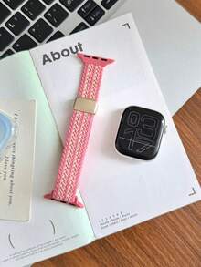 1pc Boys Girls Nylon Watch Band, Elastic Sport Band, Diamond Pattern Two-Tone Magnetic Buckle Woven Strap, Compatible With AppleWatch Series SE/1/2/3/4/5/6/7/8/9 Ultra 40mm 41mm 42mm 44mm 45mm 49mm All Sizes, Fashionable Smart Watch Accessory, Hot New Birthday Gift Back To School - Multicolor - View 22