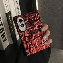 奢華酒紅色電鍍百褶手機殼，相容 Galaxy Z Fold8 ZFold8 Fold8 背蓋，相容 iPhone Duo 手機殼 - 酒紅 - 查看 11