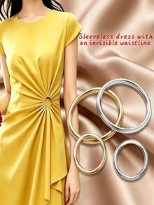 1/4pcs Multi-Size Metal O-Ring Buttons, T-Shirt Twist Fixing Rings, Shirt Hem Decorative Rings, Dress Waist Styling Buckles, Daily Clothing Modification Accessories - Multiple Colors - View 2