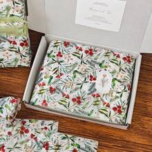 60/30/10 Sheets Christmas Flower And Leaf Pattern Tissue Paper, Christmas Tree, Size 50*35cm, Handmade Wrapping Paper, Easy To Protect Items, Gift Box Filler, Party Decoration - Christmas Style Design, Durable Packaging, Holiday Wrapping, Holiday Decoration - Multicolor - View 7
