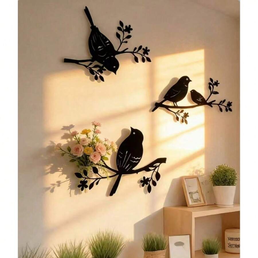 3pcs Rustic Acrylic Wall Hanging Decor, Indoor And Outdoor Hanging Art, Christmas, Halloween, Thanksgiving Holiday Decorations, Suitable For Living Room, Bedroom, Patio, Kitchen | Ideal Gift For Holidays And Birthdays, Perfect Room Decor, - Black - View 1
