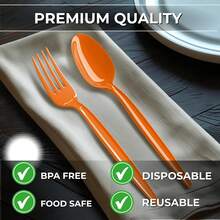 Orange Plastic Spoons (24 Pack) - Orange Spoons Parties, Durable Plasticware, Colored Plastic Spoons, Plastic Utensils, Disposable Cutlery Occasions, Party Plastic Spoon, Halloween Party - Orange - View 6