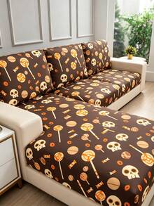 1 Stück Stück ästhetischer dekorativer Sofasitzbezug, rutschfester elastischer Sitzbezug, digital bedruckter Geister- & kleiner Kürbis Halloween Rückenlehnenbezug A, Einzel-/Doppel-/Dreisitzer Sitzbezug, Milchseidenstoff, digital bedruckter Kürbis Halloween Stil, Frühling/Sommer/Herbst/Winter Ganzjahres - Verschiedenfarbig - Übersicht 9