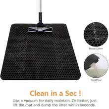 1pc Double Layer Waterproof & Urine-Proof Cat Litter Mat, Suitable For All Types Of Cat Litter, Covered And Self-Cleaning Litter Boxes. Waterproof/Urine-Proof Mat: Bottom Layer Is Waterproof, Non-Slip And Easy To Move - Black - View 9
