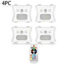1 Set (2pcs): 1 Remote Control + 1 Smart Wall Light, 16-Color Smart Sensor RGB Wall Light Night Light, Magnetic Installation, Remote Control Operation, USB Rechargeable, Suitable For Bedroom, Living Room, Game Room And Holiday Party Lighting - 4-head Cat Eye Motion Sensor Wall Light - View 17