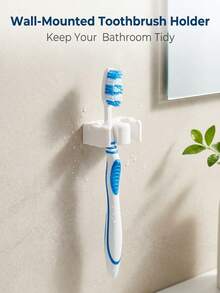 1pc No-Drill Wall-Mounted Toothbrush Holder, Bathroom Set Can Hold 4 Toothbrushes And 1 Toothpaste, Suitable For Bathroom, Dorm And Home Decor, Summer Home Bathroom Decoration, Creative Bathroom Organizer. Ideal For Organizing Toothbrushes, Combs, Razors And Other Bathroom Essentials. - Multicolor - View 9