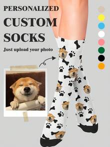1 Pair Custom Socks, Face Custom Socks,Summer,Pat,Custom Photo Socks, Custom Funny Socks, Cute, Adult Socks, Socks For Humans Only, Graduation Gifts - Multicolor - View 2