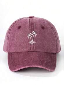 1pc Coconut Embroidered Unisex Baseball Cap Trucker Hat, Vintage Washed Style, Y2K Outdoor Sun Protection Adjustable Travel Vacation Gift, Perfect For Halloween, Back To School, Student School Season, Christmas, Mother's Day, Father's Day, Wedding, Bachelor Party, Carnival - Grey - View 7