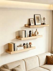 1/2/3pcs Vintage Wooden Wall Decor Shelves, Floating Shelves With Stoppers, Bohemian Style Bathroom And Kitchen Wall Racks, Room Decor, Home Decor, Bedroom Decor, Wall Decor, Easy To Install, Suitable For All Seasons, Applicable For Bedroom, Living Room, Kitchen, Bathroom, Office - Wood Color - View 8