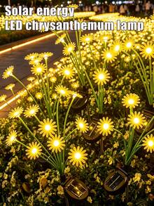 1件裝太陽能雛菊花園插地燈,附光感自動開關,防水LED戶外裝飾景觀燈,適用於庭院花園露台草坪小徑花床裝飾 - 太陽能雛菊燈 - 查看 3