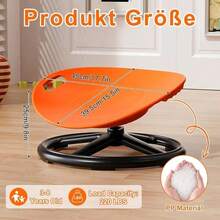 360°-Drehstuhl mit Balancefunktion – Integrierter Drehsitz mit 100 kg Tragkraft für drinnen und draußen, Familienunterhaltung, 45 x 39,5 x 25 cm - Orange - Übersicht 3