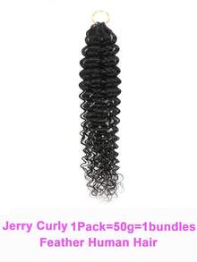 Jerry 捲曲真人鉤編髮束 24英吋 50g 預分束羽毛鉤編真人髮 Miracle Knots 髮束 自然黑 - SNatural - 查看 15