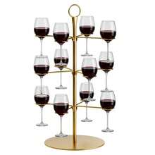 Shoze Gold Metal 3-Tier Cocktail Tree Stand With 12 Cup Holders Wine & Champagne Display Rack For Parties - Gold - View 7