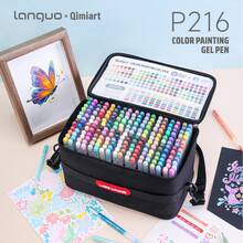 Languo 216 Farben (144 Acrylfarben + 72 Glitzerfarben) 72/54/36/24 Stücke Gelstift Set 1,0 mm feine Spitze Tagebuchstift PLUS bunte fluoreszierende Gelstifte Doodle handgezeichnete Zeitung Aquarellstifte große Kapazität starker 3D-Effekt - mehrfarbig - Übersicht 8