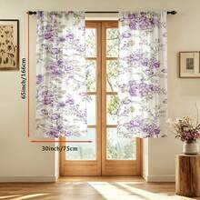 2PCS Digital Printed Curtains, Soft Light Purple Tulip Floral Pattern, Pretty French Romantic Style For Girls Bedroom Decor - Multicolor - View 13