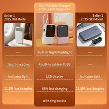 GAWFOLK 粉色 10000mAh 磁吸式无线充电宝，内置 3 根快充线及 LCD 显示屏 | 22.5W 便携式充电器，适用于 16/15/14/13 及安卓手机 | 时尚粉色，配有挂绳，是情人节礼物、旅行、徒步及日常通勤的完美之选 | 可靠的应急备用电源及便携式充电器（粉色充电宝），旅行必备好礼 - 彩色 - 查看 8