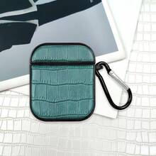 Compatible For AirPods 4 Pro 3 1/2/3 Dark Green Crocodile Pattern Round Leather Strap With Hook - Dark Green - View 9