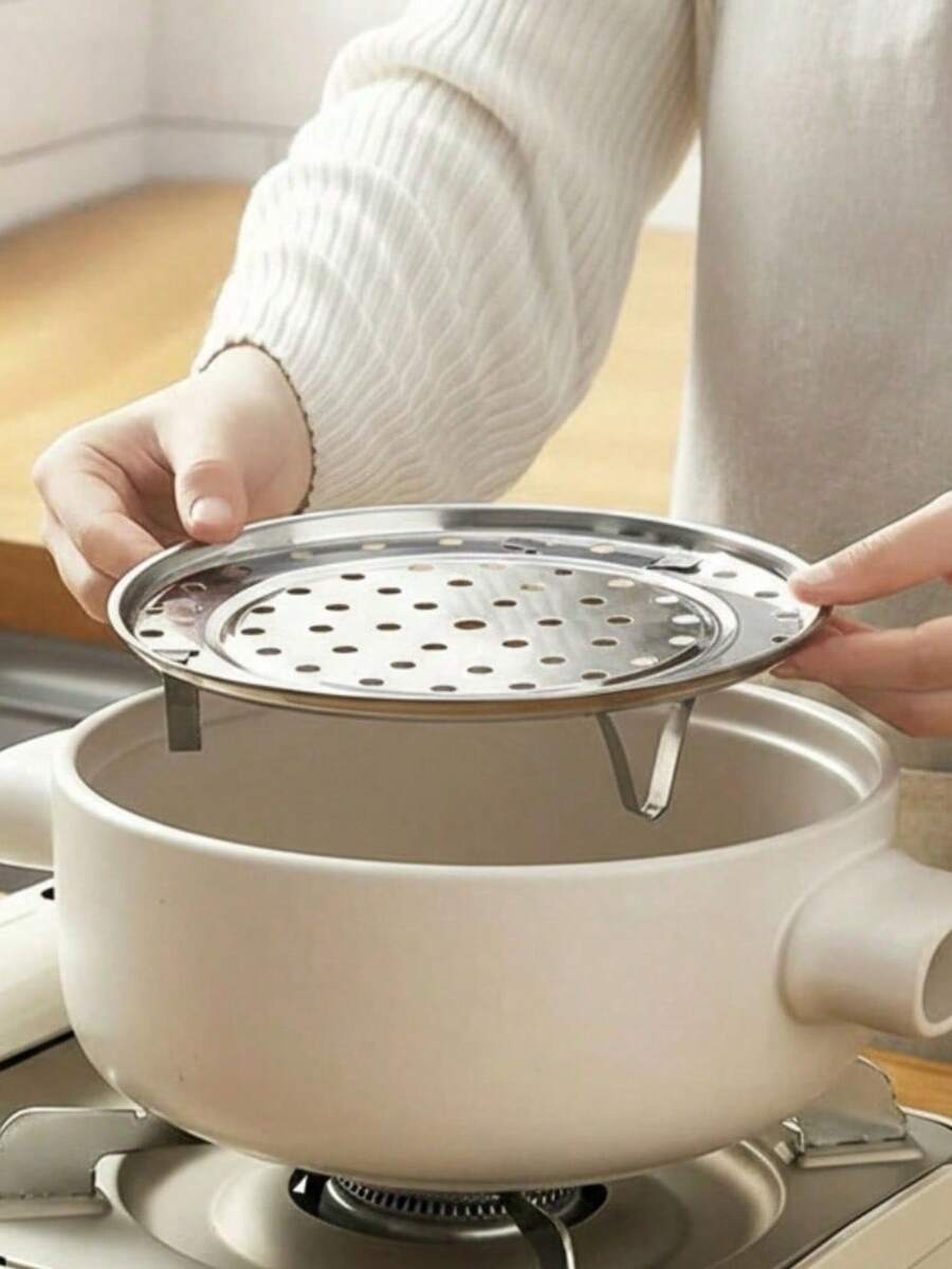 通用不鏽鋼蒸架,附可拆卸支架 – 多用途鍋具內膽、冷卻架和海鮮煮沸架 - 銀色 - 查看 1