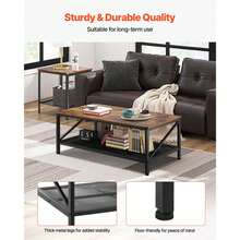 Juego de 3 piezas de mesas para sala de estar, mesa de centro industrial de 41.3 pulgadas con 2 mesas laterales cuadradas, juego de mesas de centro y laterales de fácil montaje con patas de metal, para oficina, sala de estar y apartamento - 41,3 pulg. - Ver 4