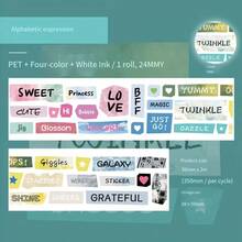 1 Roll English Letter Phrase PET Tape Stickers, Suitable For Notebook Decoration, Scrapbook Collage Material, Phone Case Decoration, Water Bottle Decoration, Waterproof Easy-Tear Planner Tape Stickers - A - View 11