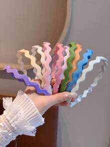 10pcs Candy Color Wavy Plastic Headbands, Solid Color Non-Slip Thin Hair Hoops, Minimalist Y2K Style Hair Accessories, Suitable For Women And Girls Daily Wear - Multicolor - View 5