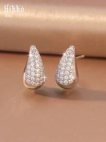 Hihho 1 Pair Luxury French Style Elegant Women's Earrings Suitable For Commuting, Work, Dating, Evening Party, Birthday, Daily Wear - water droplets - View 10