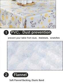 1PC Green Black Plaid & Leaf Print PVC Composite Flannel Tablecloth, Waterproof Oilproof Spill-Proof Table Cover, Easy Clean Reusable Rectangular Tablecloth For Kitchen, Dining Room, Party, Home Decoration - Multicolor - View 6