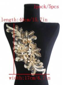 15pcs/Pack Assorted Color Mesh Lace Embroidered Crystal Beaded Handmade Applique, DIY Clothing Accessory, Bridal Dress Decor, Length: 40cm, Width: 17cm - A - View 56