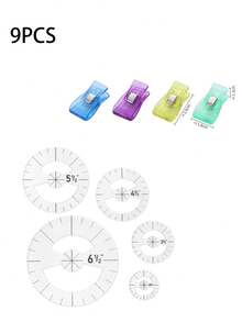 Patchwork Ruler Set, Transparent PET Material, Round Design, Suitable For Cutting And Handicrafts, Halloween, Christmas Gift, DIY - Multicolor - View 11
