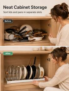 Telescopic Shelf, Pot, Bowl, And Utensil Organizing Rack, Anti-Punching Design,  Expandable Kitchen Organizing Rack With Partition, Space Free Adjustment, Can Adapt To Different Types Of POTS And Pans, Kitchenware,Kitchen Orangizer - A - View 5