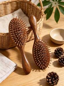1pc Air Cushion Massage Comb Multi-Function Fine Tooth Air Cushion Design Styling Hairbrush For Women - Brown - View 2