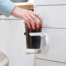 1pc Wall-Mounted Folding Cup Holder, Water Cup Coffee Beverage Storage Rack, No-Drill Car Cup Holder, Suitable For Kitchen, Bedroom And Office - Standard Model - View 5