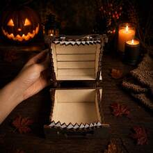 Halloween Wooden Storage Box - Bionic Monster Treasure Chest Craft Sculpture, Multi-Functional Storage Box For Dice, Small Toys, Cards, Keys, Blocks And More | Tabletop Game Decor And Home Ornament, Perfect Gift For D&D Fans, Also Suitable As Halloween Party Decoration - Multicolor - View 15