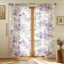 2PCS Digital Printed Curtains, Soft Light Purple Tulip Floral Pattern, Pretty French Romantic Style For Girls Bedroom Decor - Multicolor - View 12